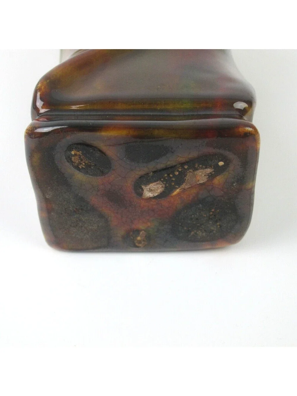 Antique Rockingham Glaze Art Pottery Twisted Square Vase 5